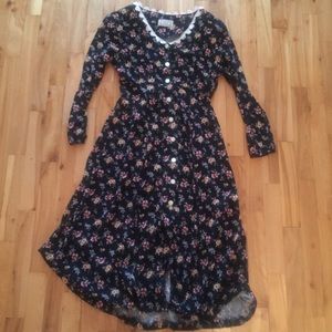 Vintage floral flower dress with buttons